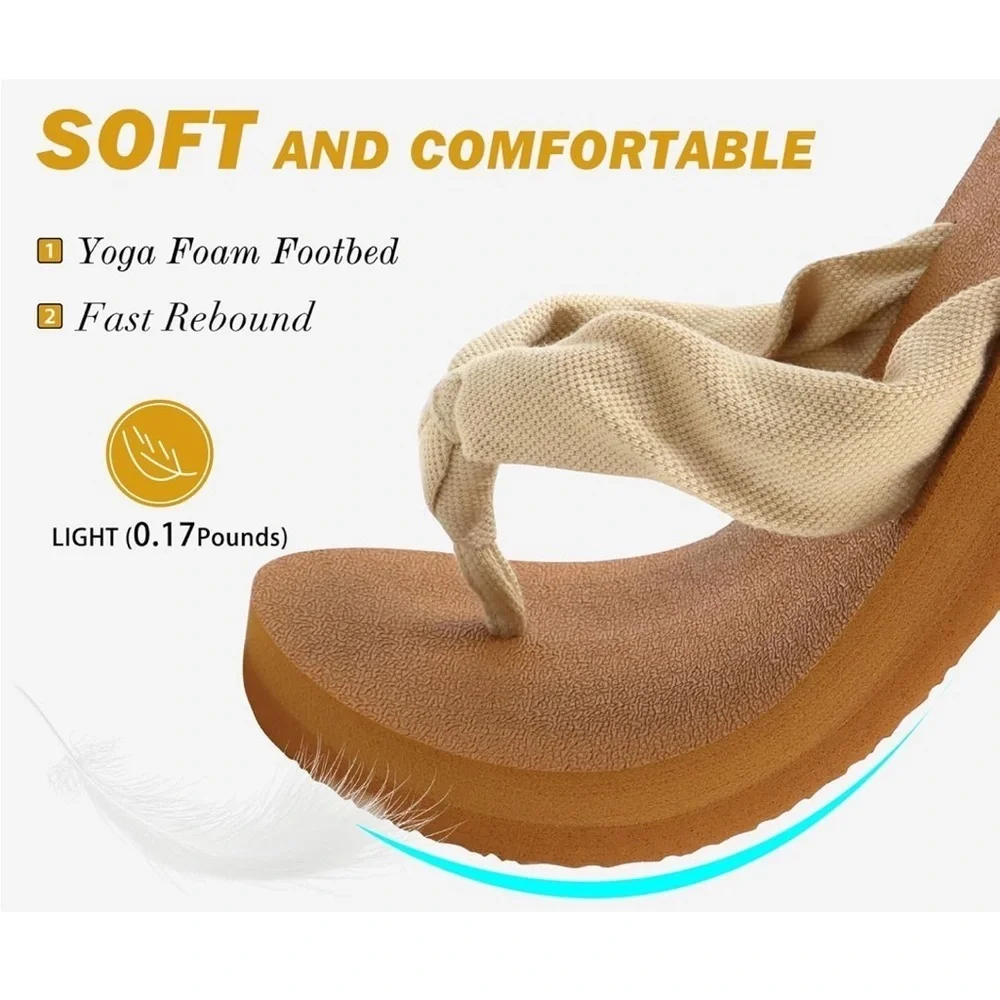 KuaiLu Flip Flops for Women with Arch Support Yoga Mat Comfortable Beach 8 NWT